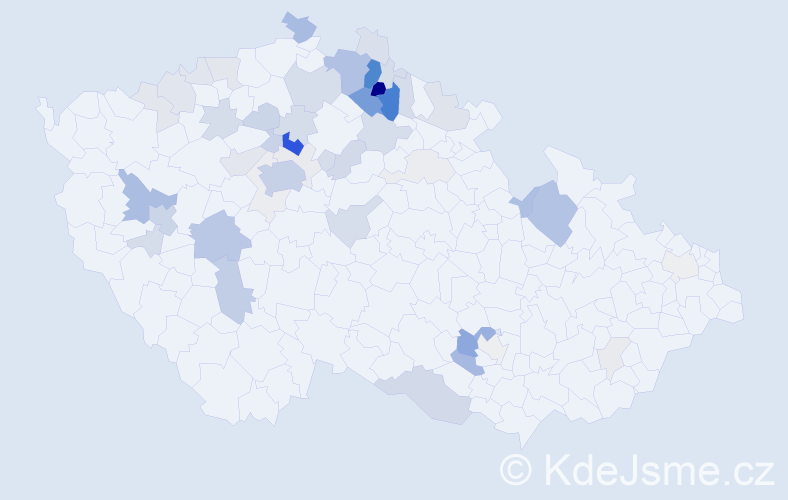 Příjmení: 'Hádek', počet výskytů 213 v celé ČR