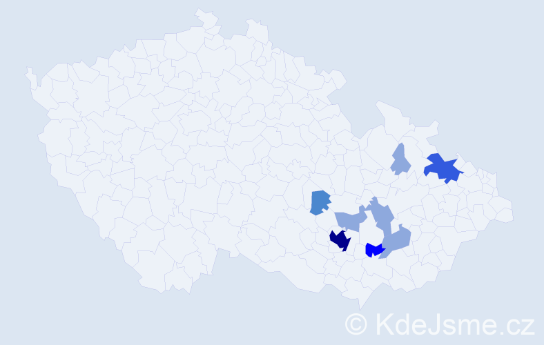 Příjmení: 'Pohaněl', počet výskytů 18 v celé ČR