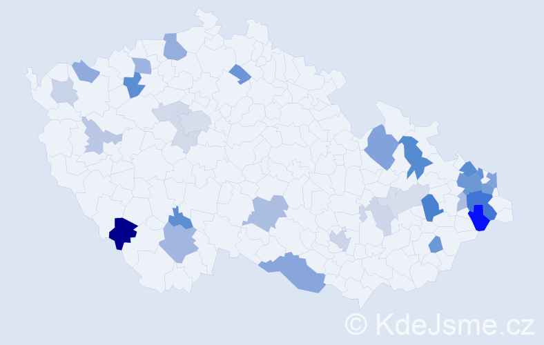 Příjmení: 'Lesniaková', počet výskytů 82 v celé ČR