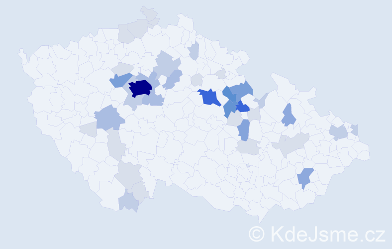 Příjmení: 'Kopsa', počet výskytů 128 v celé ČR