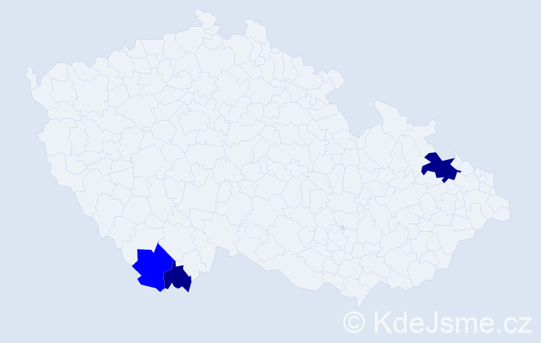 Příjmení: 'Paterek', počet výskytů 5 v celé ČR