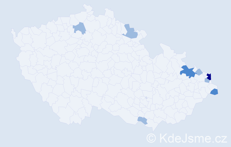 Příjmení: 'Kaczurová', počet výskytů 13 v celé ČR