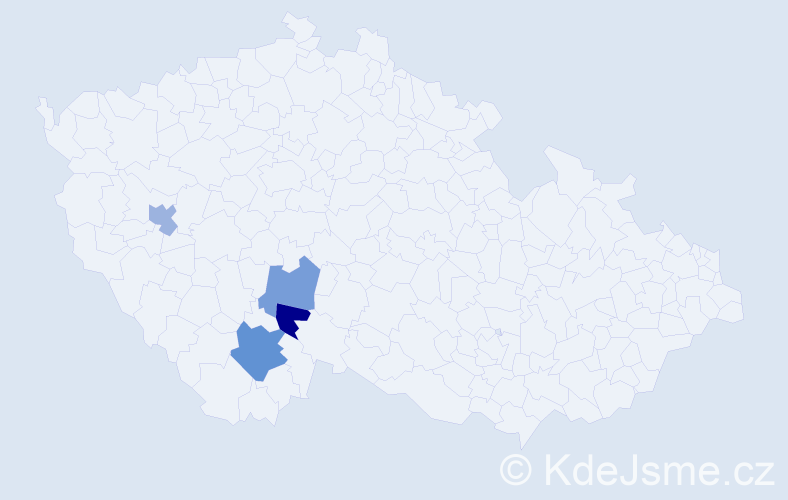 Příjmení: 'Walner', počet výskytů 5 v celé ČR