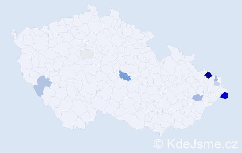 Příjmení: 'Machnik', počet výskytů 16 v celé ČR
