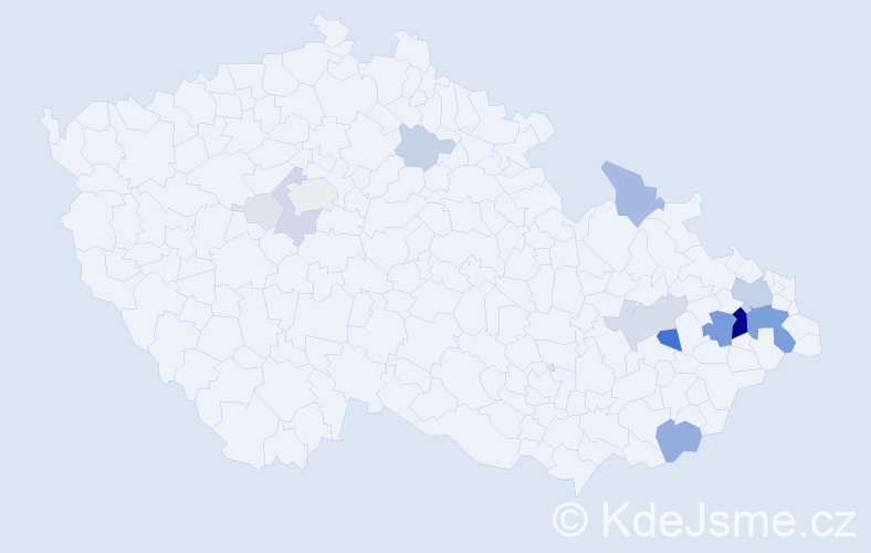 Příjmení: 'Velart', počet výskytů 73 v celé ČR