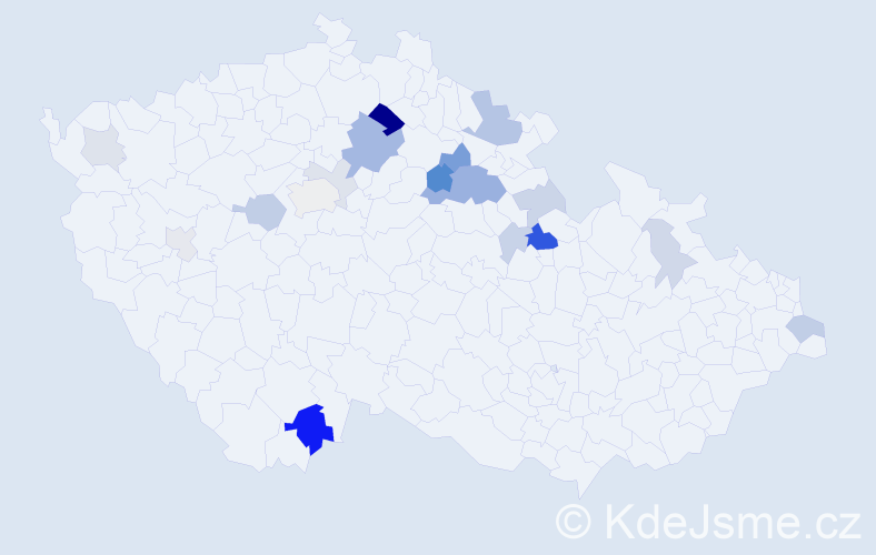 Příjmení: 'Kavalík', počet výskytů 49 v celé ČR