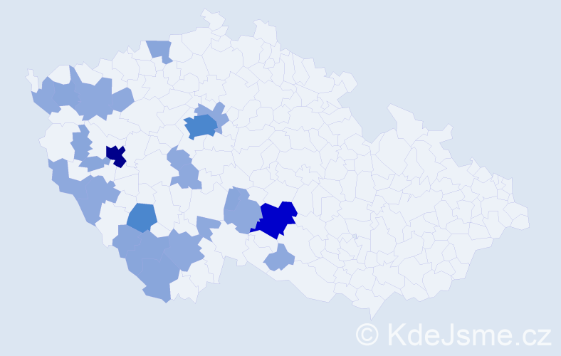 Příjmení: 'Tausch', počet výskytů 53 v celé ČR