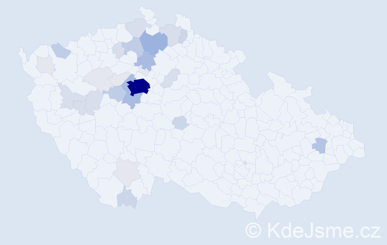 Příjmení: 'Přáda', počet výskytů 105 v celé ČR