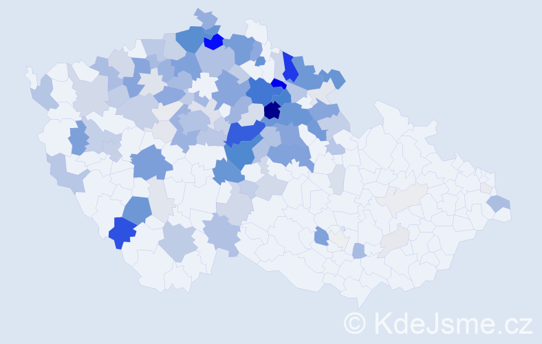 Příjmení: 'Kout', počet výskytů 509 v celé ČR