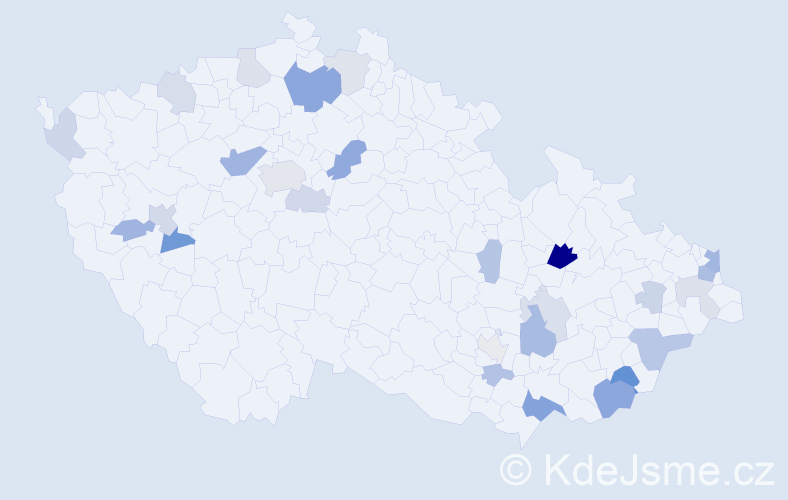 Příjmení: 'Miklánek', počet výskytů 55 v celé ČR