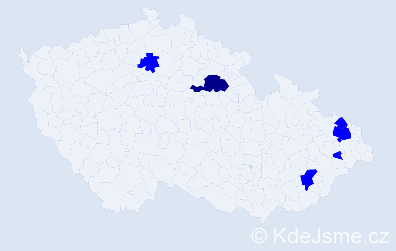 Příjmení: 'Bajánek', počet výskytů 7 v celé ČR
