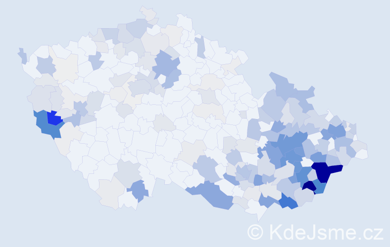 Příjmení: 'Hrbáček', počet výskytů 964 v celé ČR