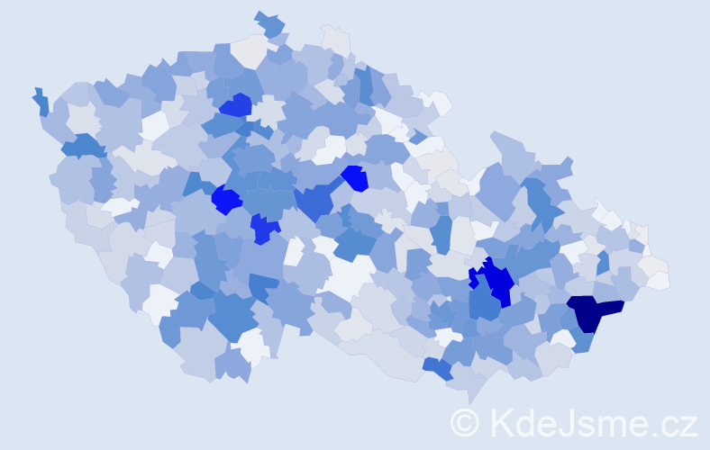 Příjmení: 'Kocourek', počet výskytů 2294 v celé ČR