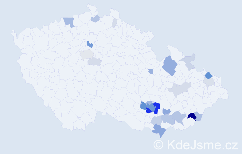Příjmení: 'Kepák', počet výskytů 92 v celé ČR