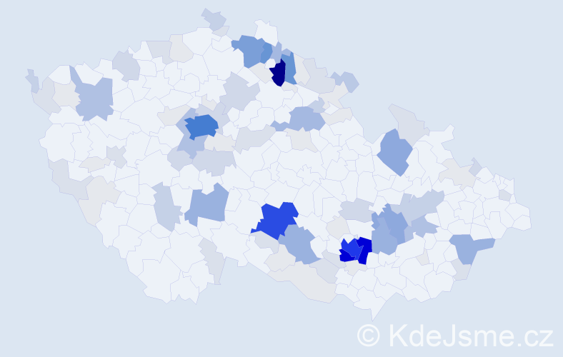 Příjmení: 'Kousal', počet výskytů 392 v celé ČR