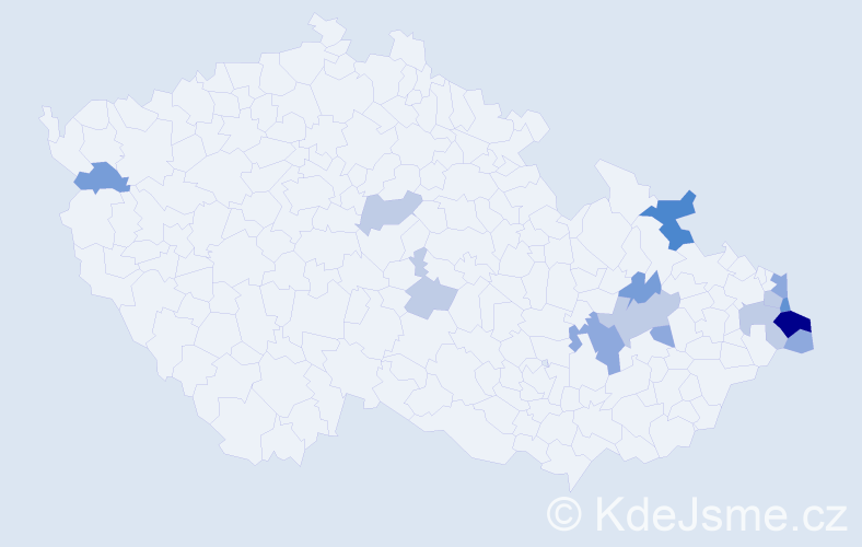 Příjmení: 'Fuják', počet výskytů 38 v celé ČR