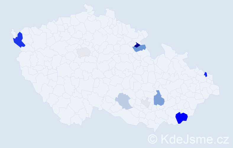 Příjmení: 'Pišojová', počet výskytů 23 v celé ČR