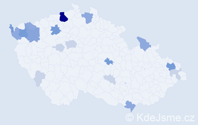 Příjmení: 'Pástor', počet výskytů 52 v celé ČR