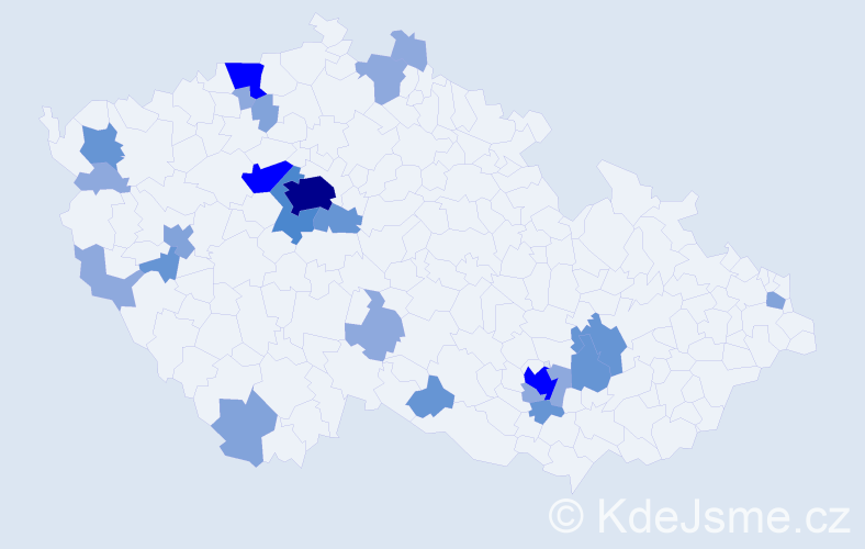 Příjmení: 'Kalla', počet výskytů 66 v celé ČR