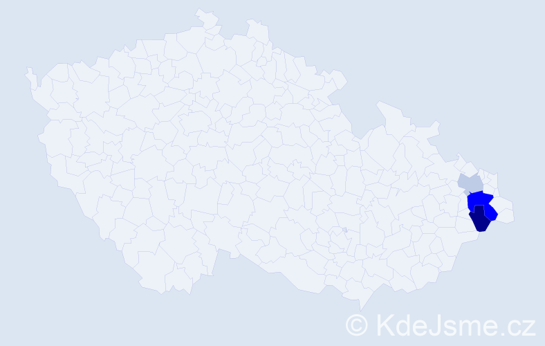 Příjmení: 'Smeja', počet výskytů 19 v celé ČR