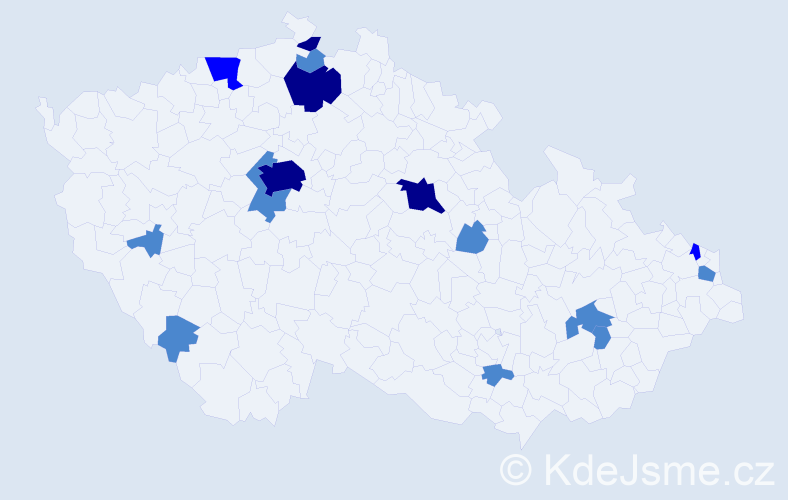Příjmení: 'Reváková', počet výskytů 25 v celé ČR