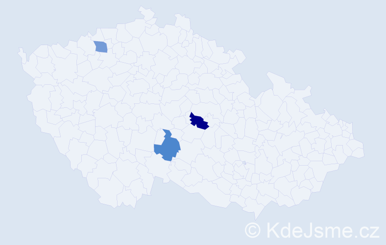 Příjmení: 'Kubych', počet výskytů 3 v celé ČR