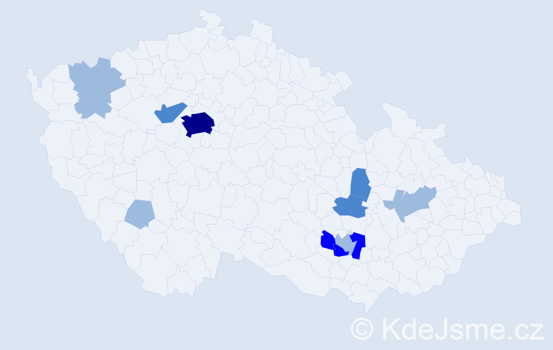 Příjmení: 'Kronek', počet výskytů 22 v celé ČR
