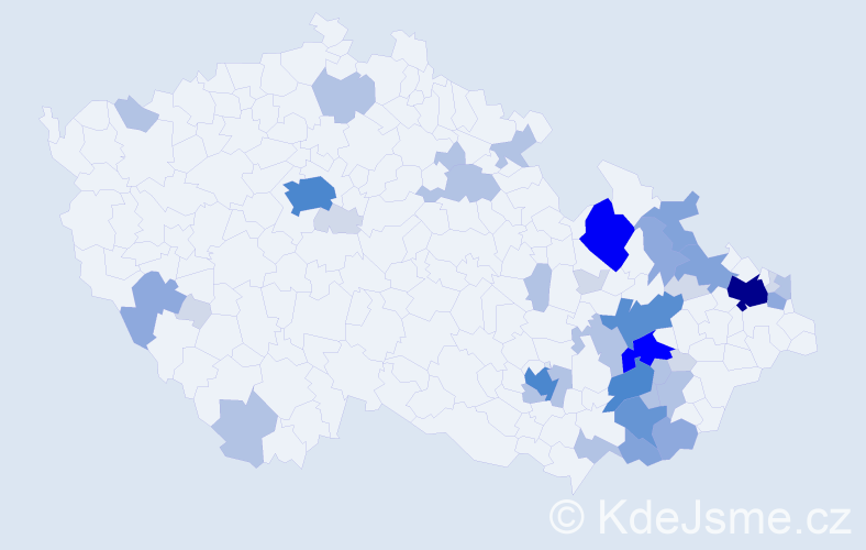 Příjmení: 'Flašar', počet výskytů 136 v celé ČR