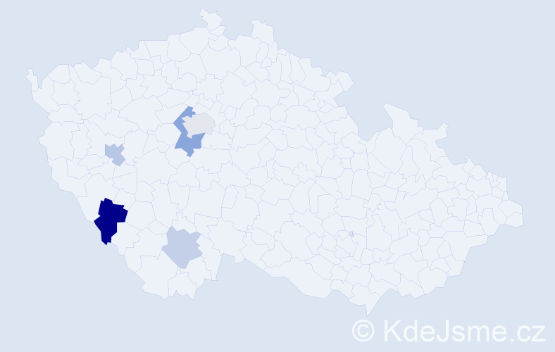 Příjmení: 'Scheinost', počet výskytů 18 v celé ČR