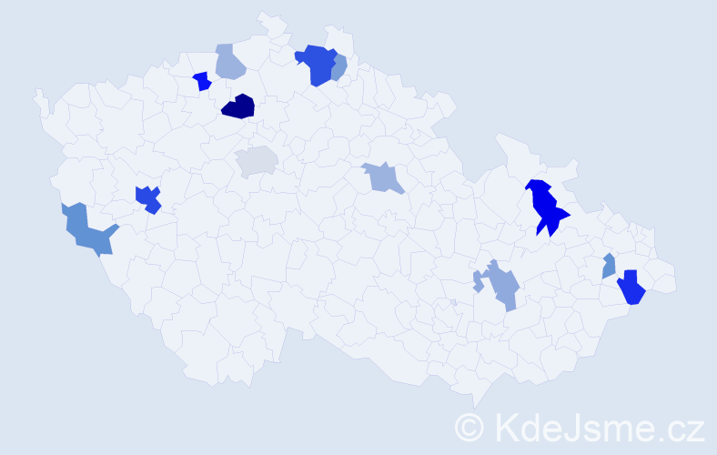 Příjmení: 'Soroka', počet výskytů 23 v celé ČR