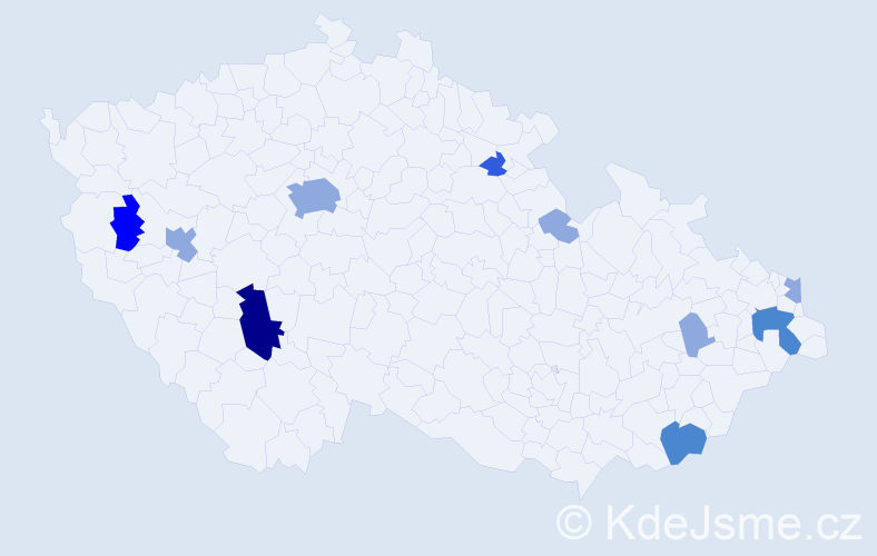 Příjmení: 'Jevčák', počet výskytů 21 v celé ČR