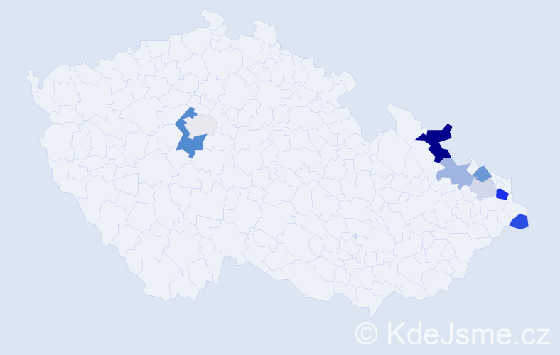Příjmení: 'Tkaczyk', počet výskytů 15 v celé ČR