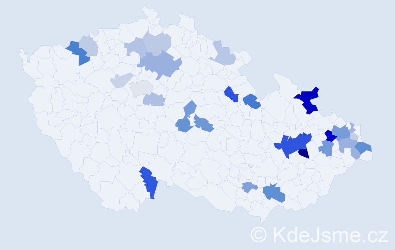 Příjmení: 'Čanecká', počet výskytů 64 v celé ČR