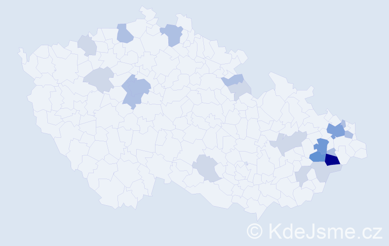 Příjmení: 'Snozová', počet výskytů 53 v celé ČR