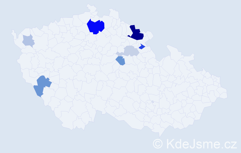 Příjmení: 'Kurtinec', počet výskytů 19 v celé ČR
