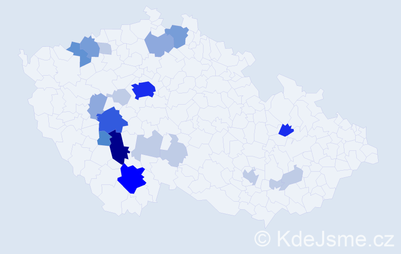 Příjmení: 'Hybrant', počet výskytů 64 v celé ČR