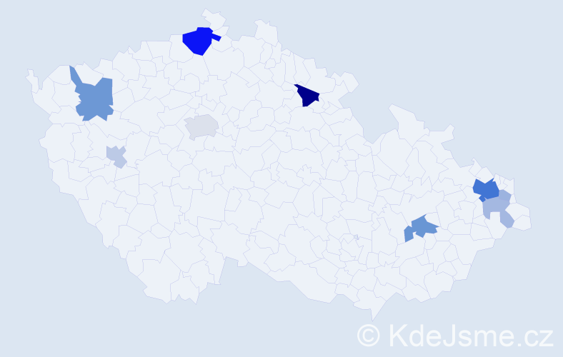 Příjmení: 'Rojko', počet výskytů 23 v celé ČR