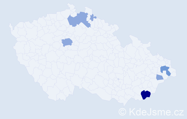 Příjmení: 'Uko', počet výskytů 19 v celé ČR