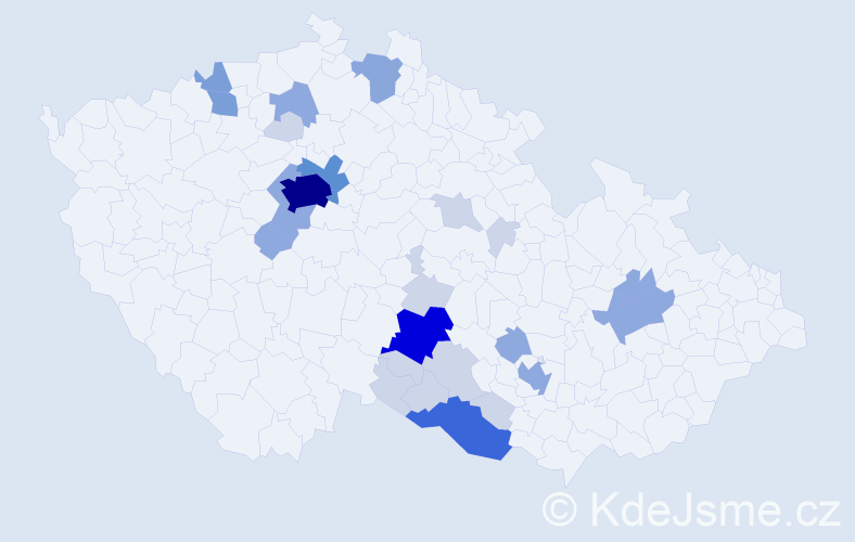 Příjmení: 'Apeltauerová', počet výskytů 74 v celé ČR