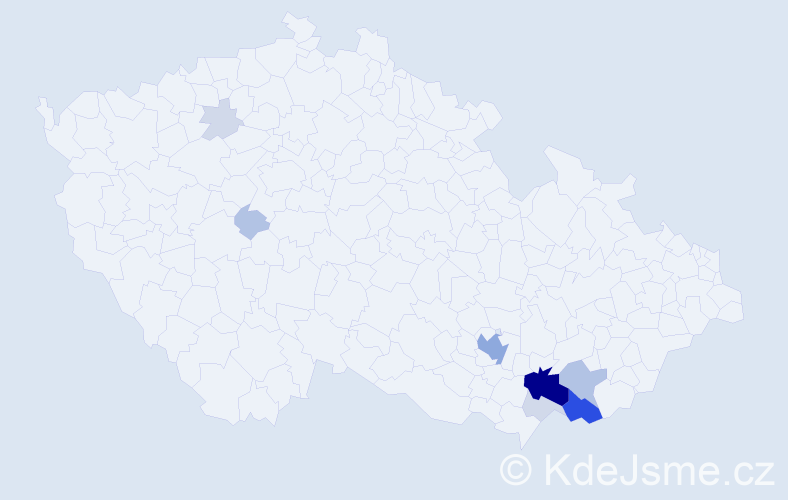 Příjmení: 'Klobáska', počet výskytů 35 v celé ČR