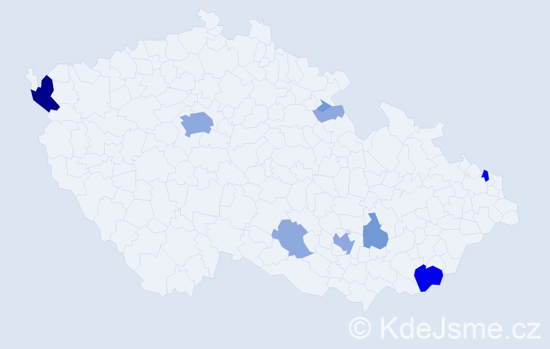 Příjmení: 'Pišojová', počet výskytů 23 v celé ČR