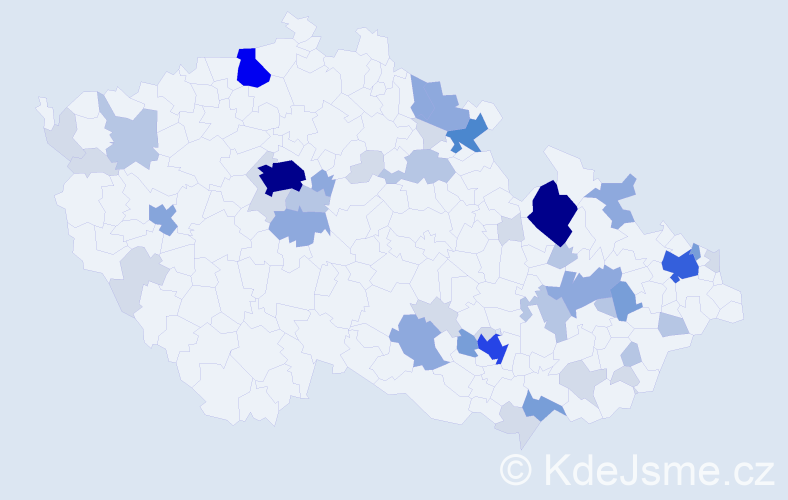 Příjmení: 'Rutar', počet výskytů 151 v celé ČR