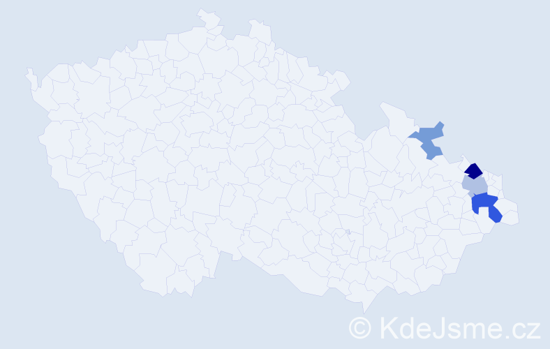Příjmení: 'Zajaczová', počet výskytů 10 v celé ČR