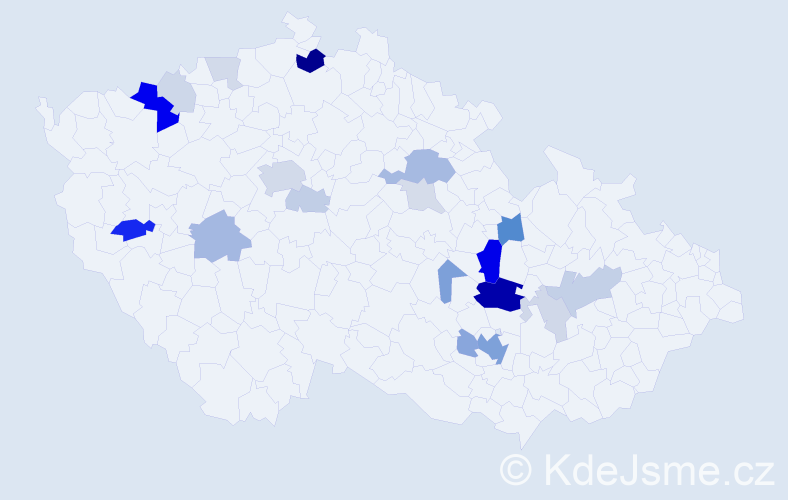 Příjmení: 'Zrůstková', počet výskytů 65 v celé ČR