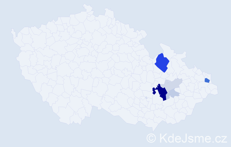 Příjmení: 'Kotrysová', počet výskytů 25 v celé ČR