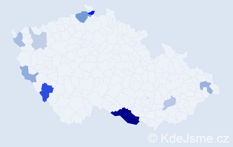 Příjmení: 'Rybánská', počet výskytů 23 v celé ČR