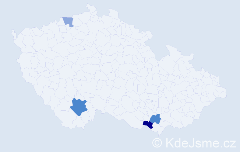 Příjmení: 'Konýček', počet výskytů 10 v celé ČR