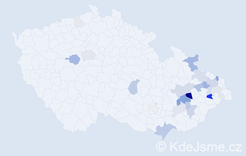 Příjmení: 'Rajnošková', počet výskytů 70 v celé ČR