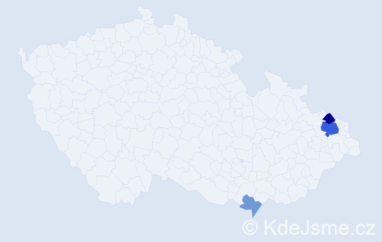 Příjmení: 'Kubinák', počet výskytů 9 v celé ČR