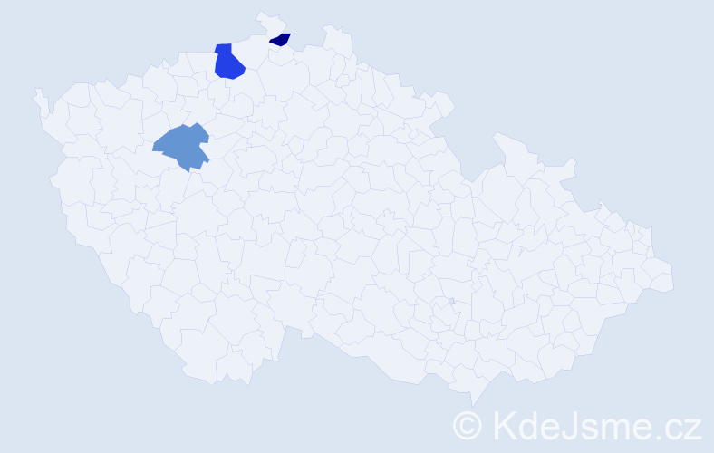 Příjmení: 'Teuscher', počet výskytů 5 v celé ČR